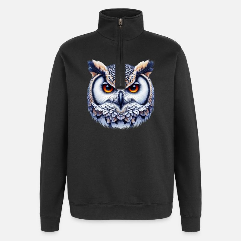 Hibou - Sweat à zip 1/4 - noir