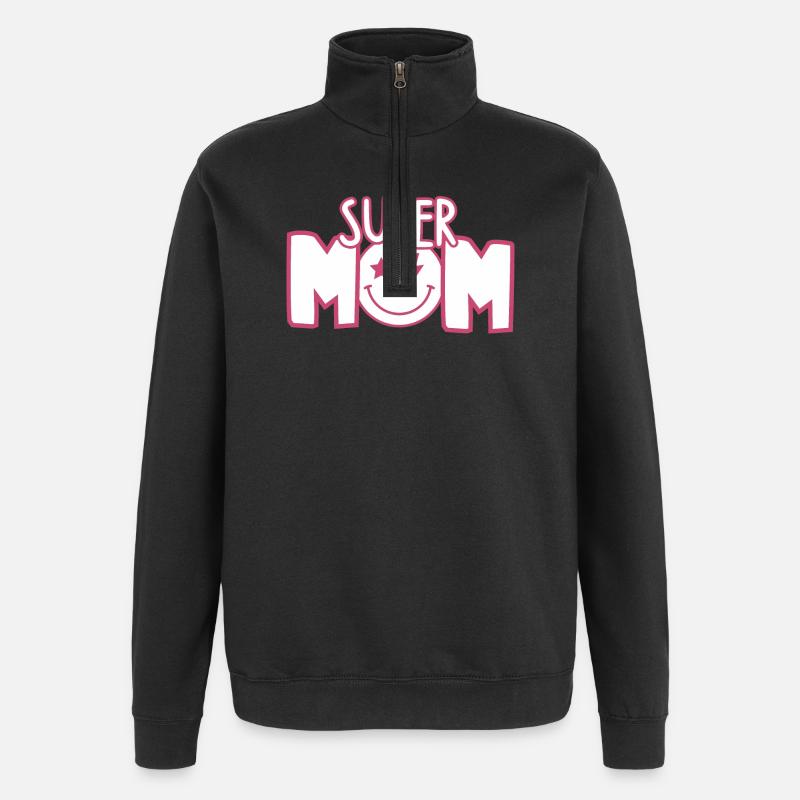 Super Maman - Sweat à zip 1/4 - noir