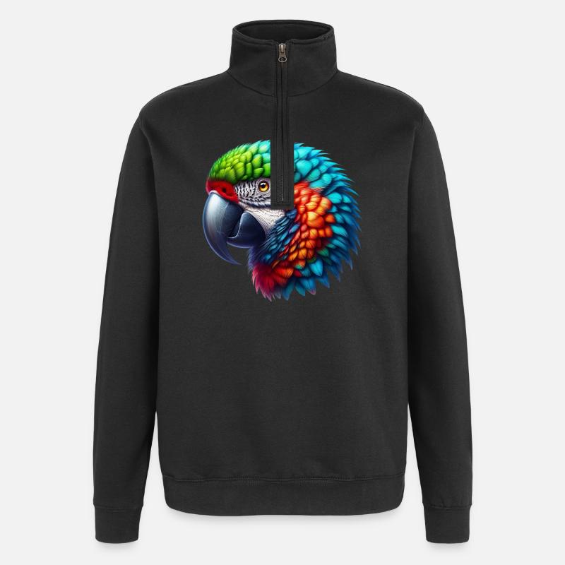 Papagei - Quarter-Zip-Sweatshirt - Schwarz