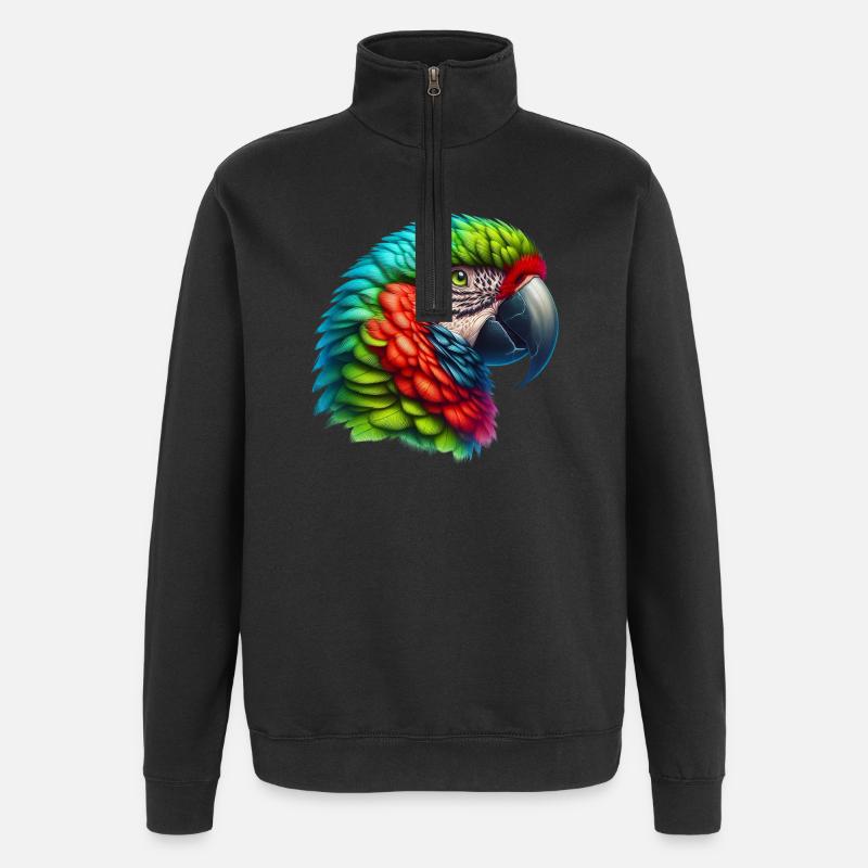 Papagei - Quarter-Zip-Sweatshirt - Schwarz
