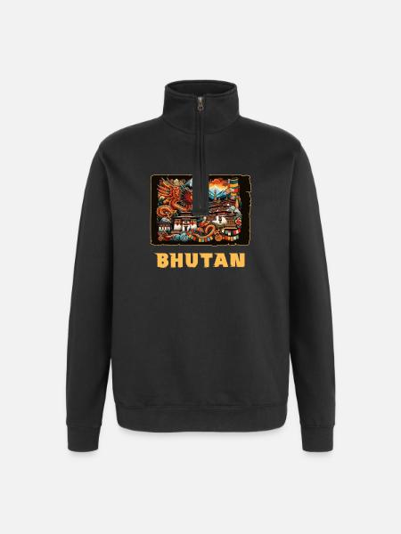 Bhutan Thimphu Dragon South Asia - Quarter-Zip Sweatshirt - black