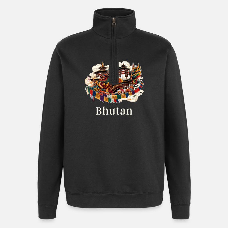 Bhutan Drache Thimphu Himalaya - Quarter-Zip-Sweatshirt - Schwarz
