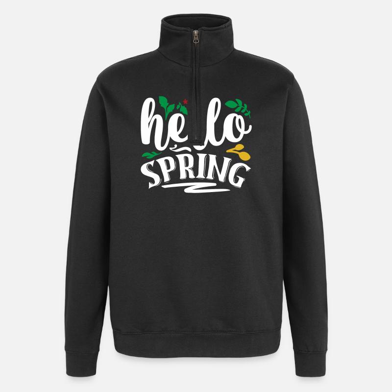 Hallo Frühling - Quarter-Zip-Sweatshirt - Schwarz