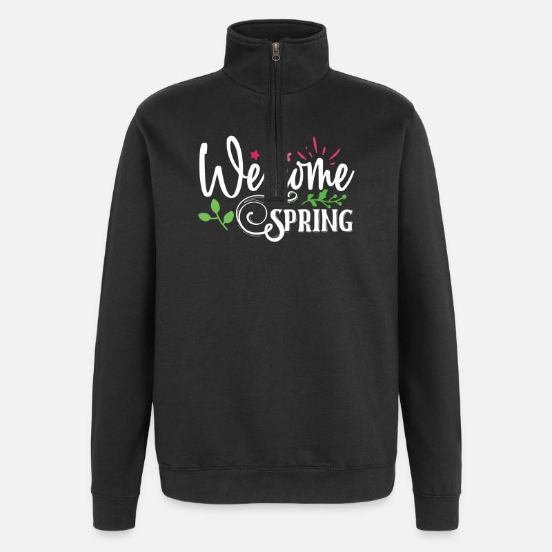 Willkommen Frühling - Quarter-Zip-Sweatshirt - Schwarz