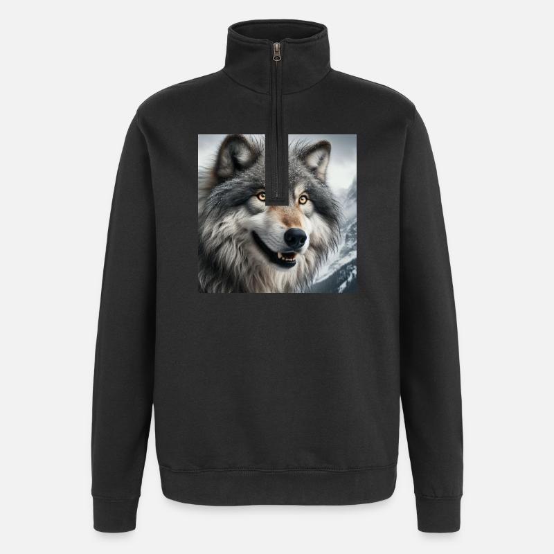 Loup - Sweat à zip 1/4 - noir