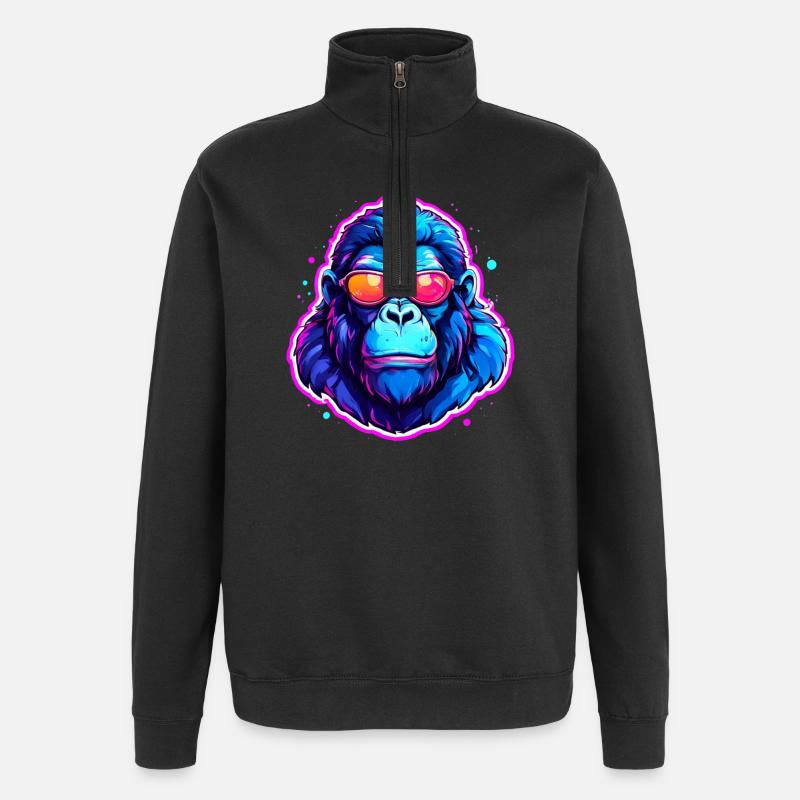Ein cooler Gorilla mit Sonnenbrille - Quarter-Zip-Sweatshirt - Schwarz
