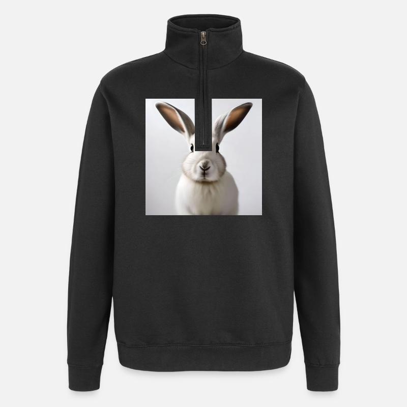 Illustrated White Rabbit - Quarter-Zip Sweatshirt - black