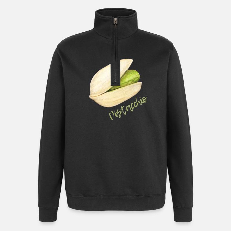 Pistachio with shell and pit - Quarter-Zip Sweatshirt - black