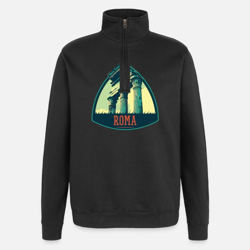 Illustration antiker Ruinen in Rom - Quarter-Zip-Sweatshirt - Schwarz