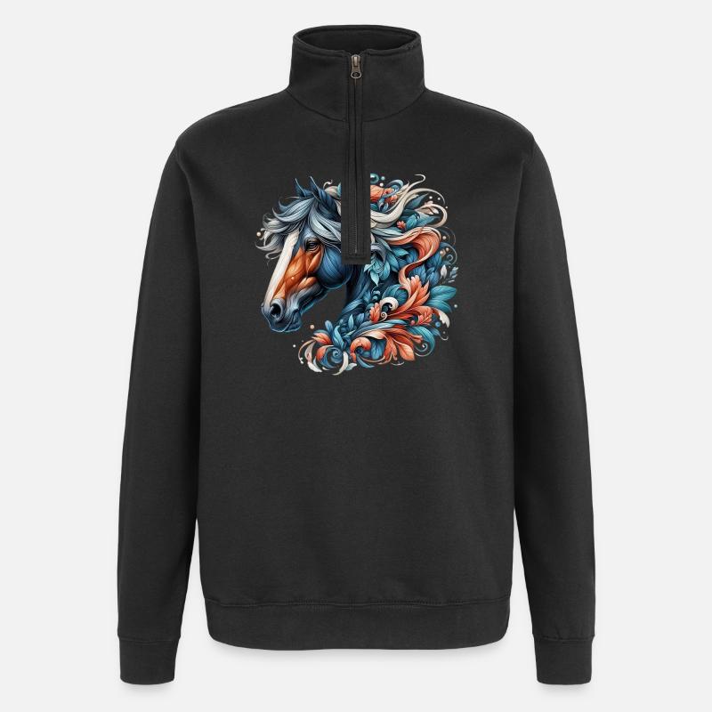Cheval - Sweat à zip 1/4 - noir