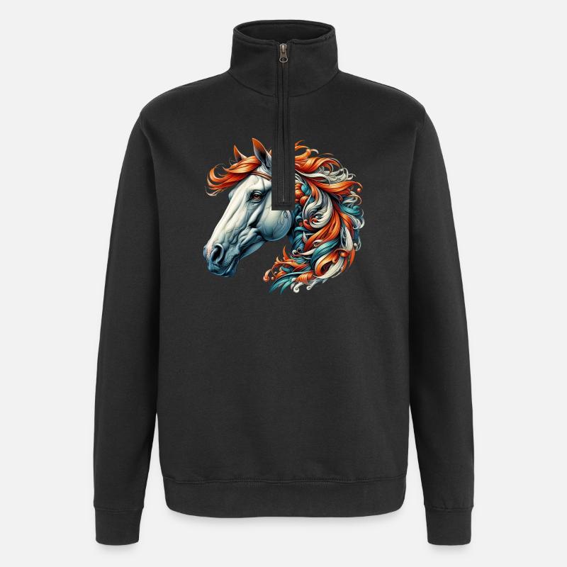 Pferd - Quarter-Zip-Sweatshirt - Schwarz