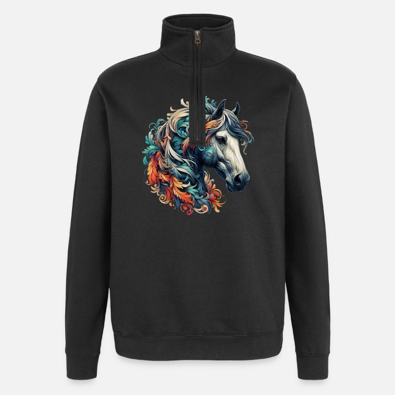 Cheval - Sweat à zip 1/4 - noir