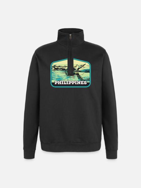 Pêche authentique aux Philippines - Sweat à zip 1/4 - noir