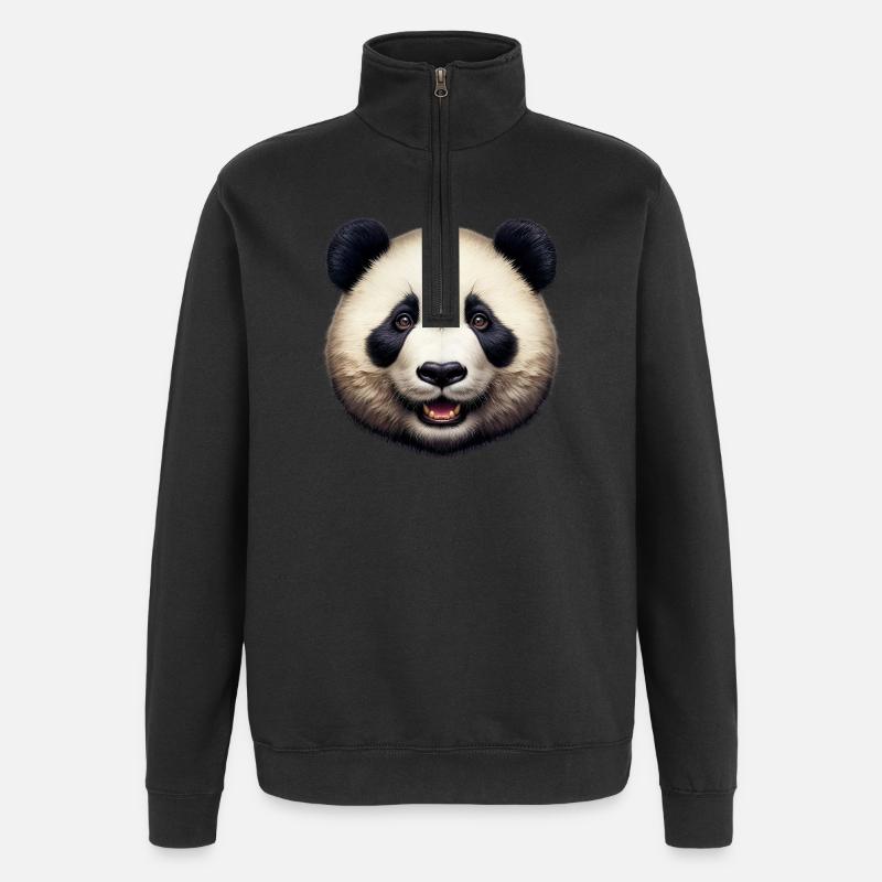 Panda - Quarter-Zip-Sweatshirt - Schwarz