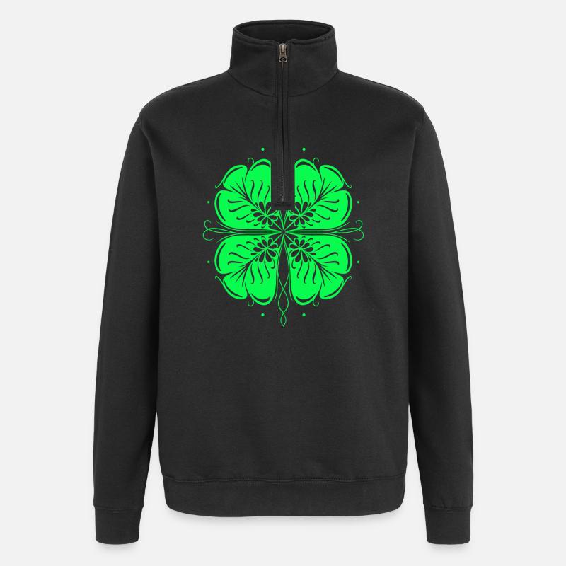 Trèfle de la Saint-Patrick Trèfle - Sweat à zip 1/4 - noir