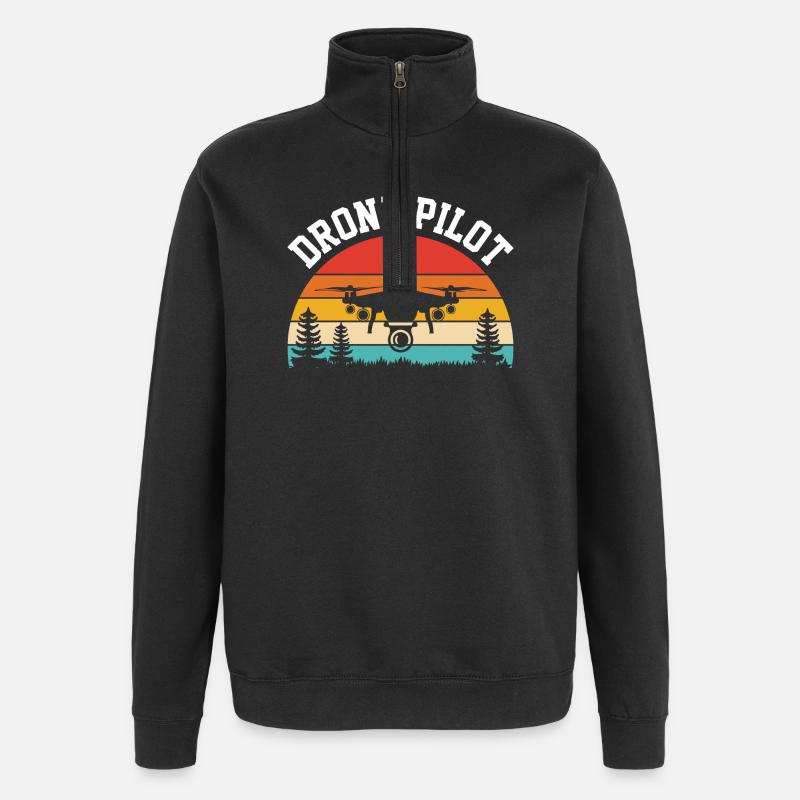 Drohnen-Pilot - Quarter-Zip-Sweatshirt - Schwarz