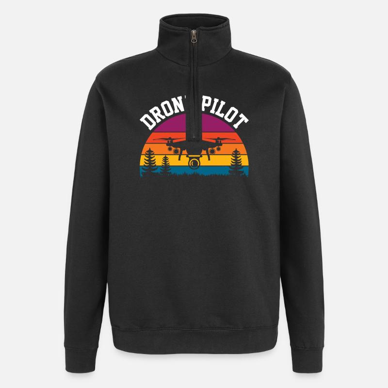 Drohnen-Pilot - Quarter-Zip-Sweatshirt - Schwarz