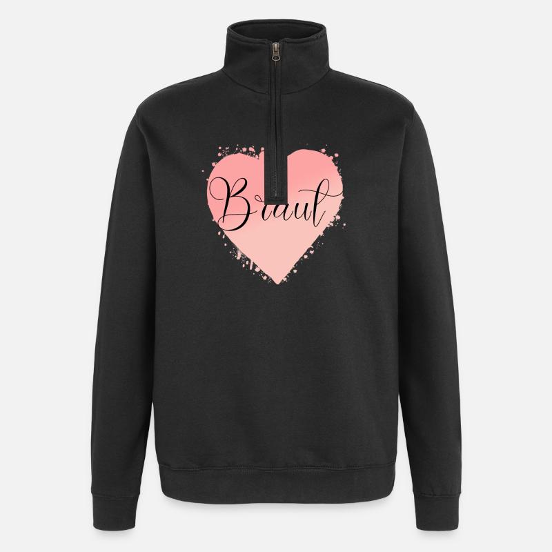 Team Braut-Herz! Personalisierbar - Quarter-Zip-Sweatshirt - Schwarz