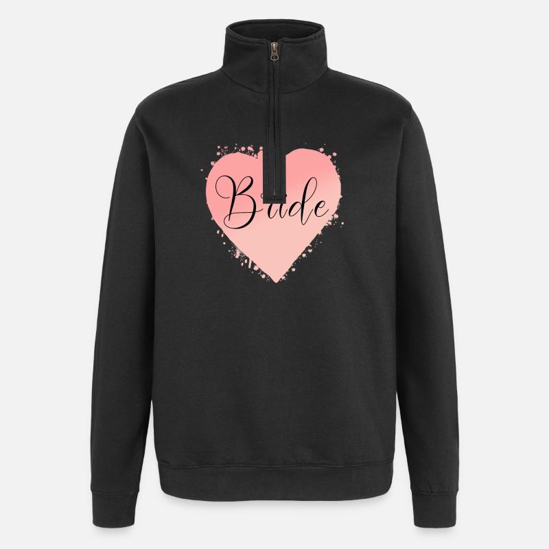 Team Bride Heart! Customisable - Quarter-Zip Sweatshirt - black