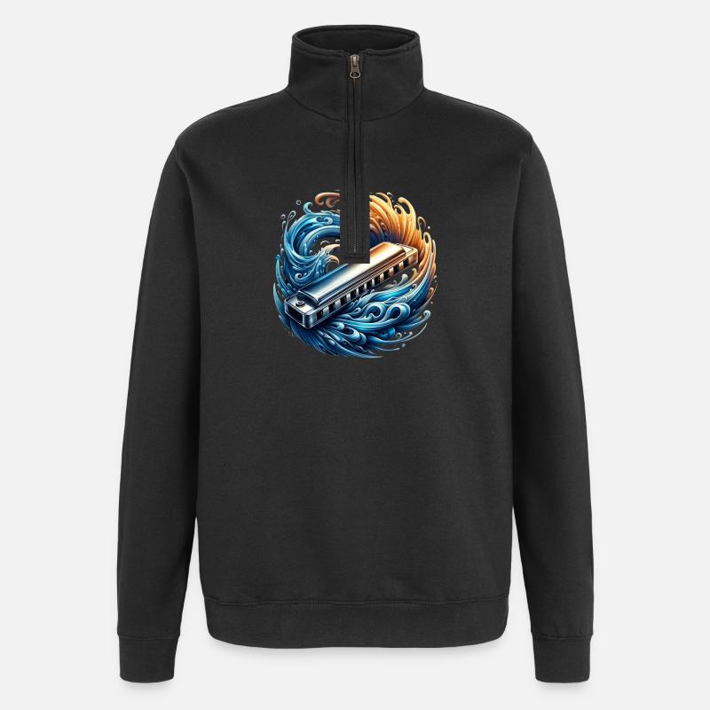 Mundharmonika Abstraktes Design - Quarter-Zip-Sweatshirt - Schwarz