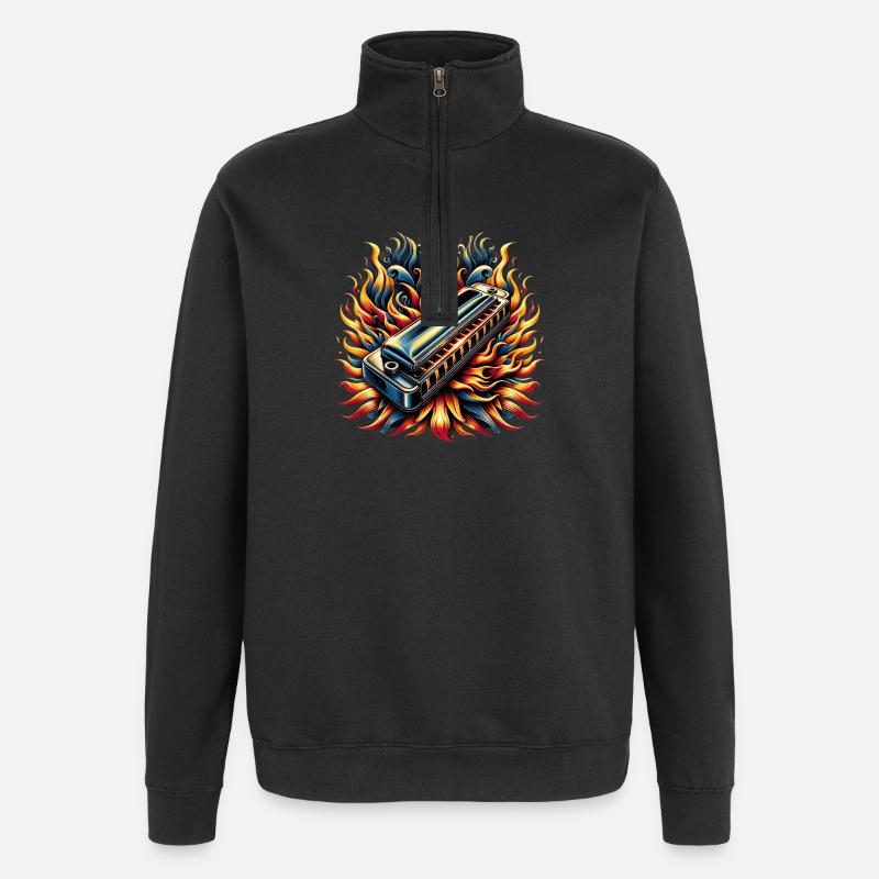 Mundharmonika Abstraktes Design - Quarter-Zip-Sweatshirt - Schwarz