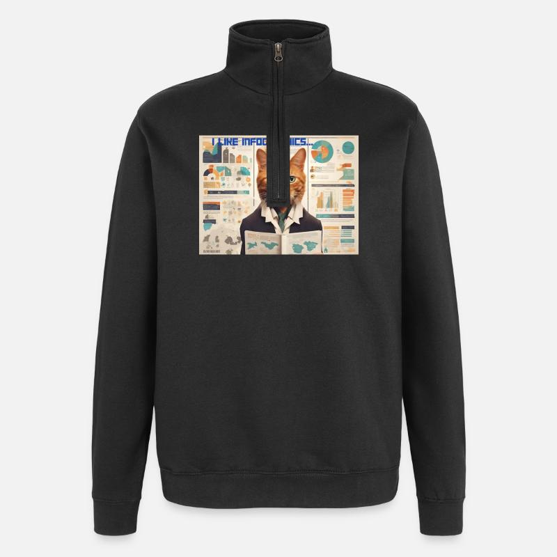 Infografik Katze - Quarter-Zip-Sweatshirt - Schwarz