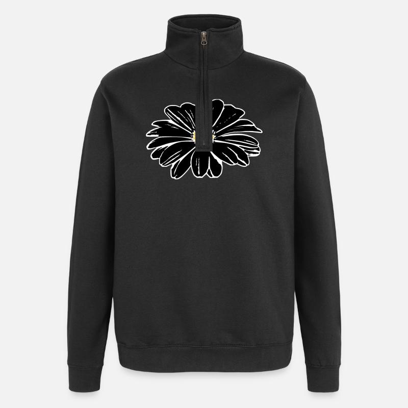 Fleur, Noir, Fleurs, Noir, Fleur - Sweat à zip 1/4 - noir