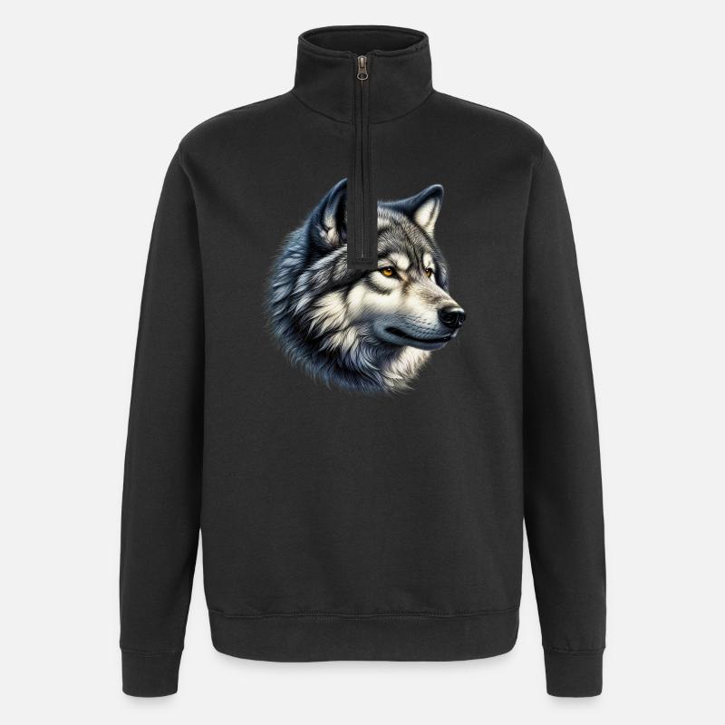 Wolf - Quarter-Zip-Sweatshirt - Schwarz