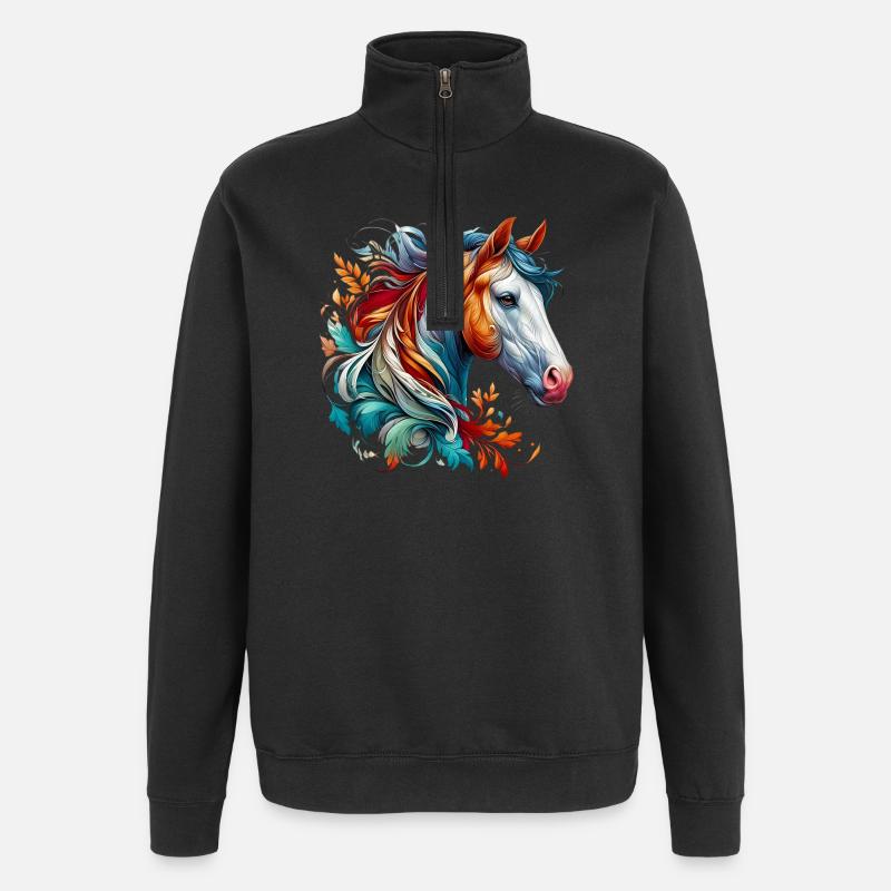 Horse - Quarter-Zip Sweatshirt - black
