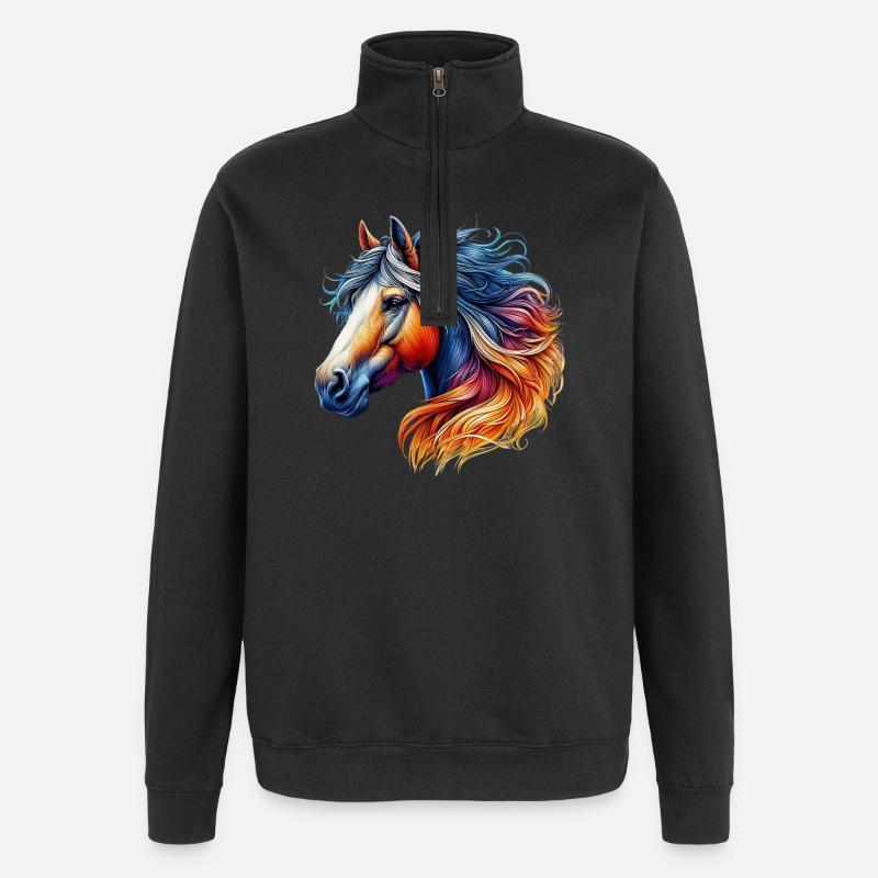 Cheval - Sweat à zip 1/4 - noir