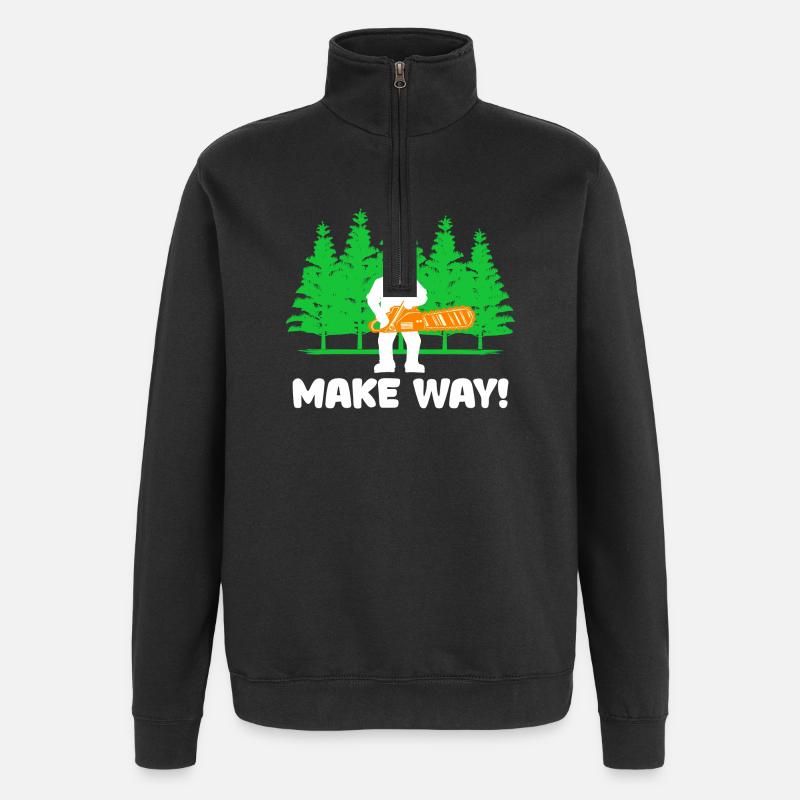Bûcheron boiserie arbre tronçonneuse déclaration - Sweat à zip 1/4 - noir