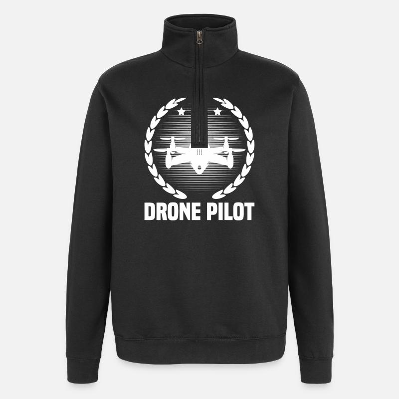 Drohnen-Pilot - Quarter-Zip-Sweatshirt - Schwarz