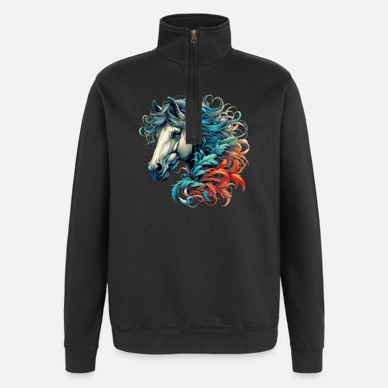 Cheval - Sweat à zip 1/4 - noir