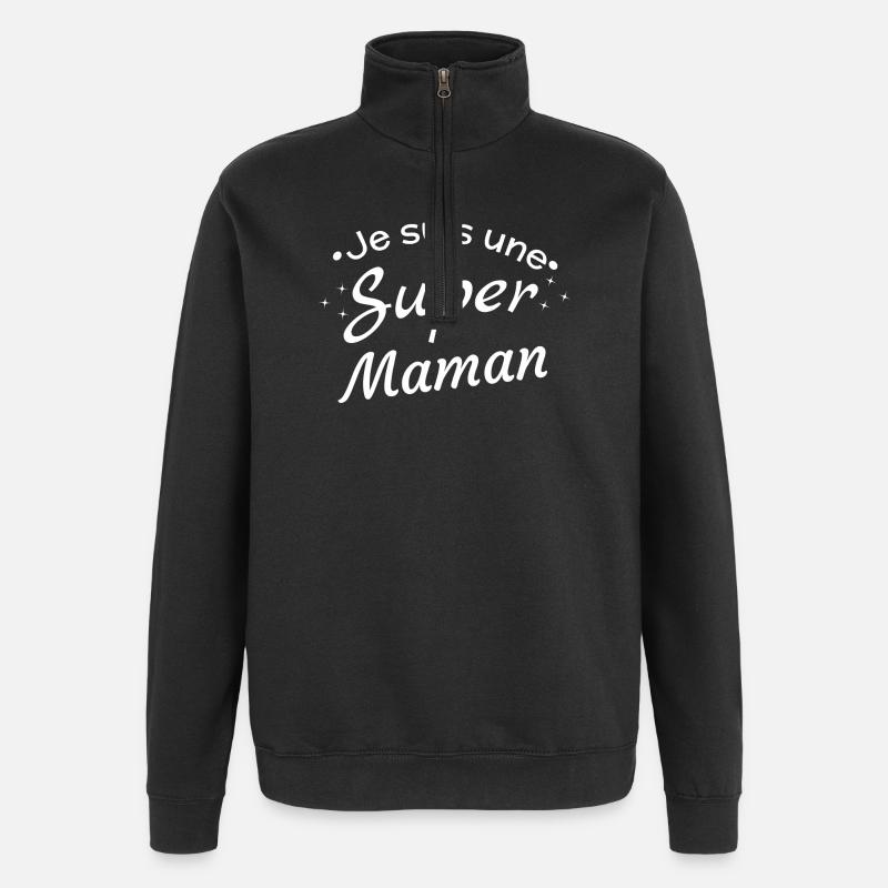 Personalisierter Super Moms Day - Quarter-Zip-Sweatshirt - Schwarz