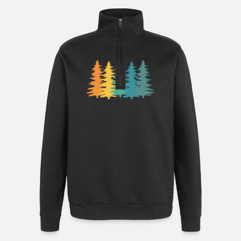 Wald Förster Retro Geschenk - Quarter-Zip-Sweatshirt - Schwarz