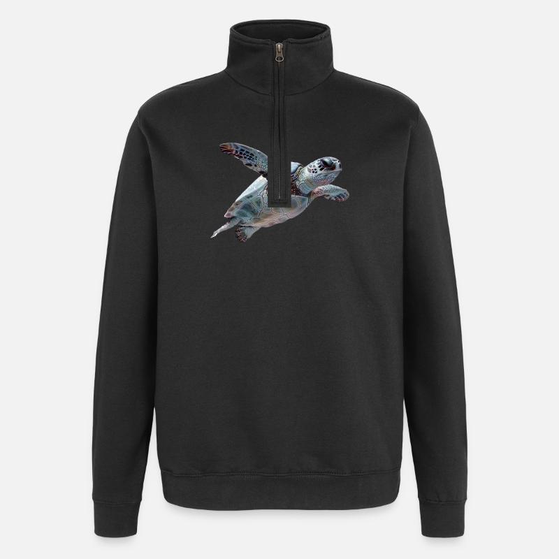 Geometrische Schildkröte Muster - Quarter-Zip-Sweatshirt - Schwarz