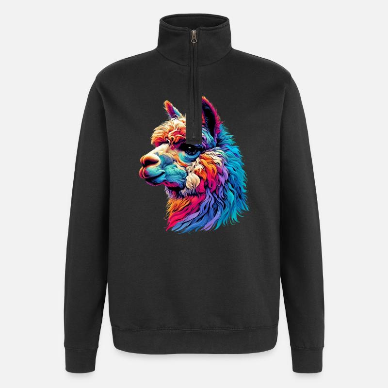 Alpaka - Quarter-Zip-Sweatshirt - Schwarz