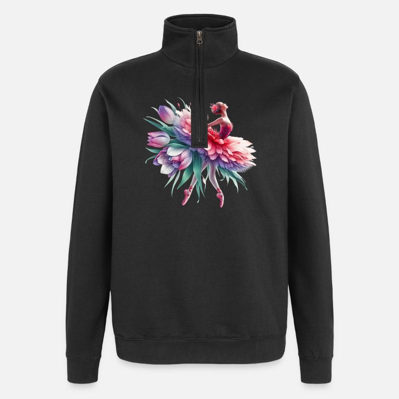 Balletttänzerin mit Tutu - Quarter-Zip-Sweatshirt - Schwarz