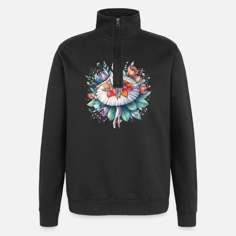 Balletttänzerin mit Tutu - Quarter-Zip-Sweatshirt - Schwarz