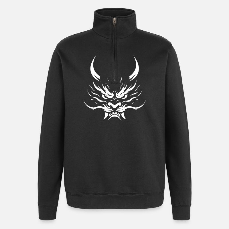 Oni, démon Japonais - Sweat à zip 1/4 - noir