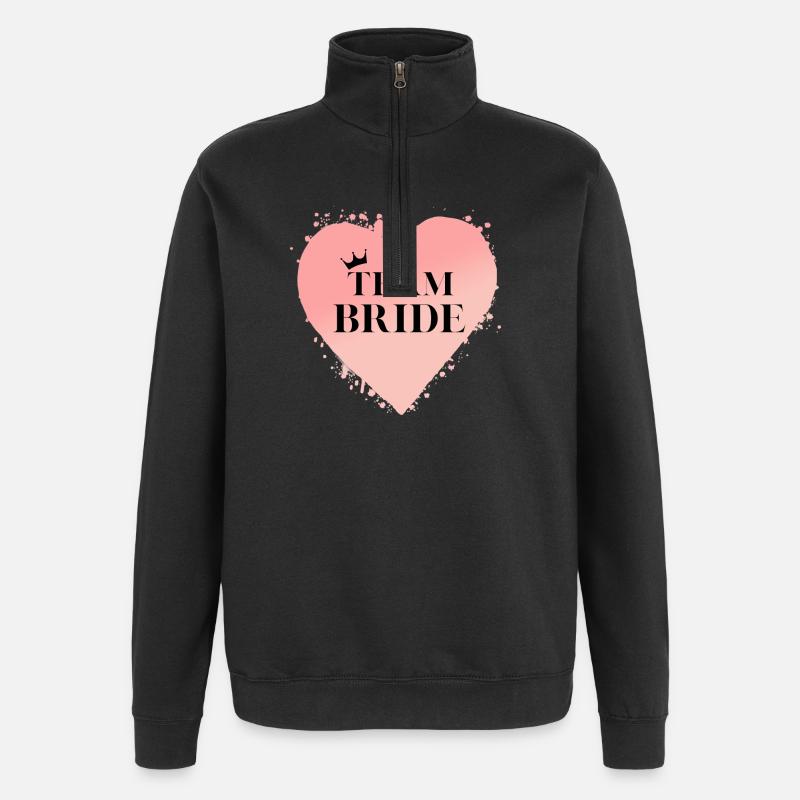 Team Bride Heart! Customisable - Quarter-Zip Sweatshirt - black