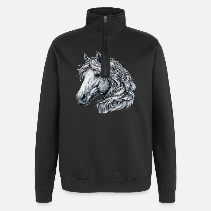 Cheval - Sweat à zip 1/4 - noir