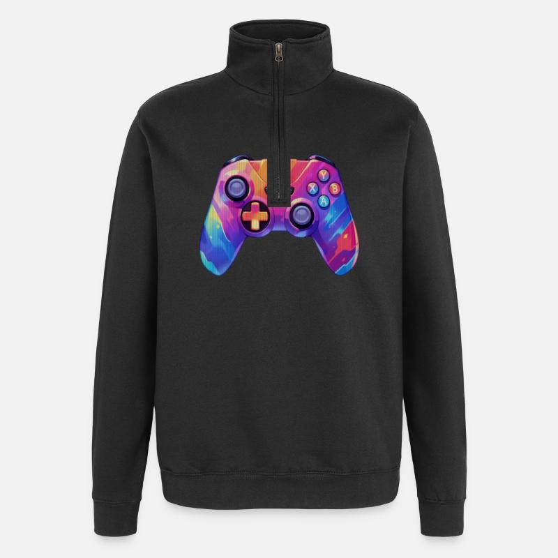 Pixel art video game controller - Quarter-Zip Sweatshirt - black