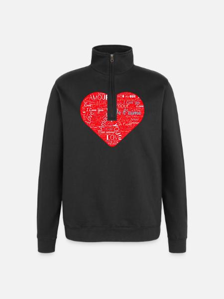 LIEFDE. PAAR. NET GETROUWD. Vrijgezellenfeest. VALENTIJNSDAG. - Sweatshirt met 1/4-rits - zwart