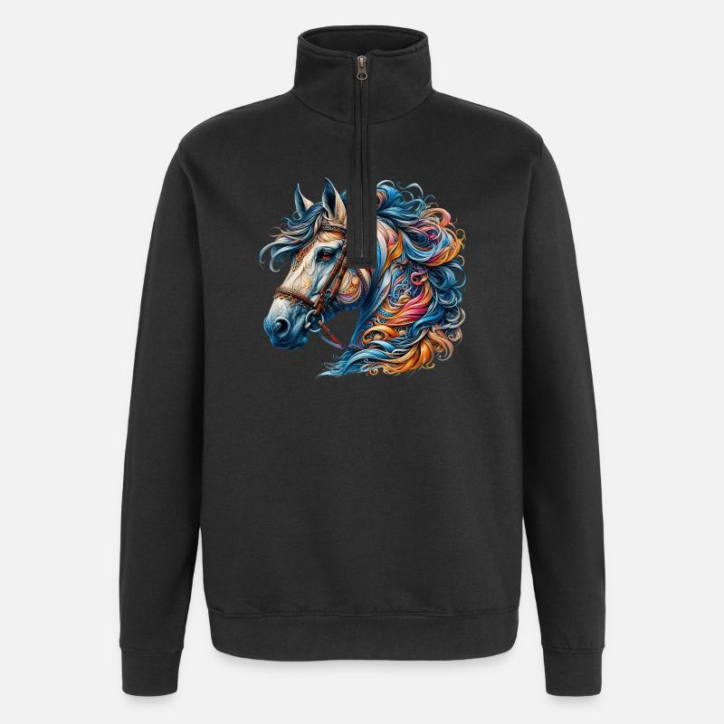 Cheval - Sweat à zip 1/4 - noir