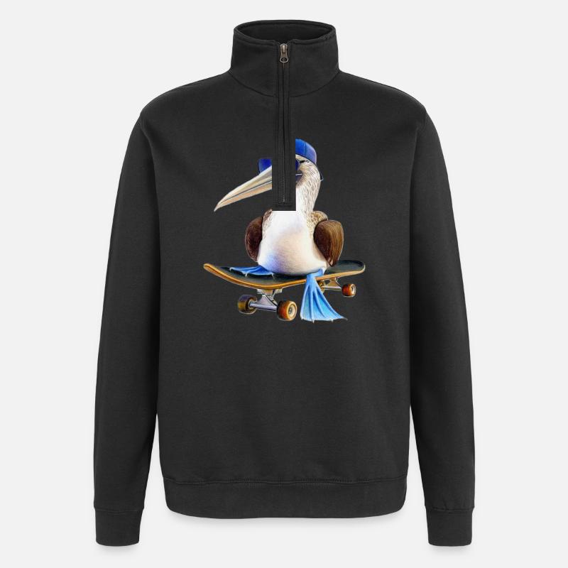 Blaufußtölpel Skateboard - Quarter-Zip-Sweatshirt - Schwarz