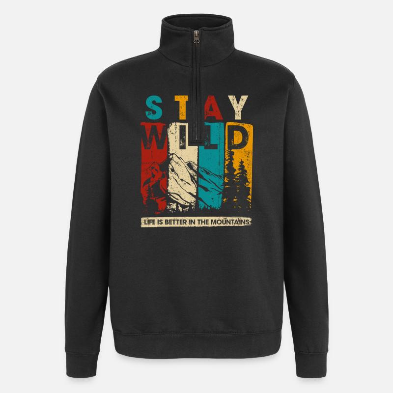 Graphique Stay Wild Mountain - Sweat à zip 1/4 - noir