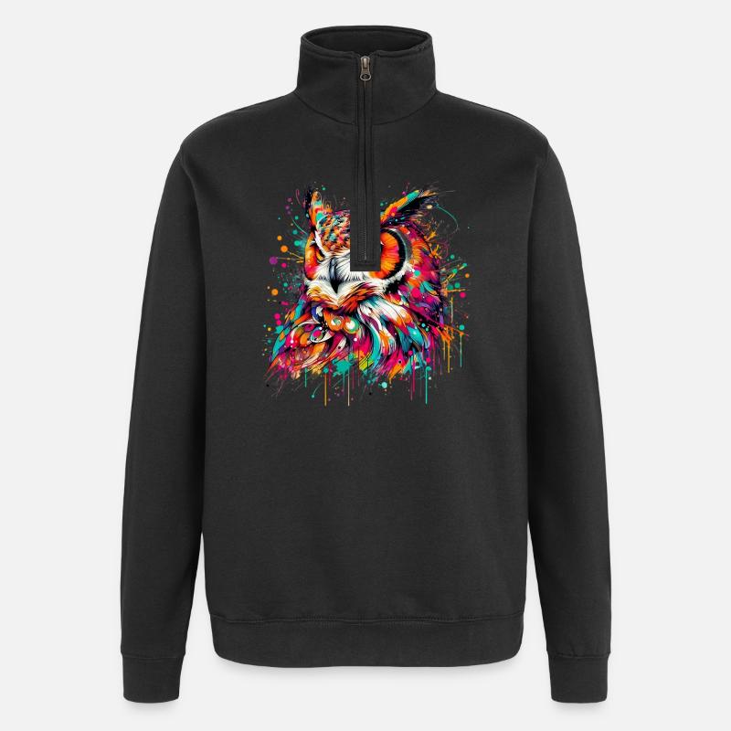 Owl - Quarter-Zip Sweatshirt - black