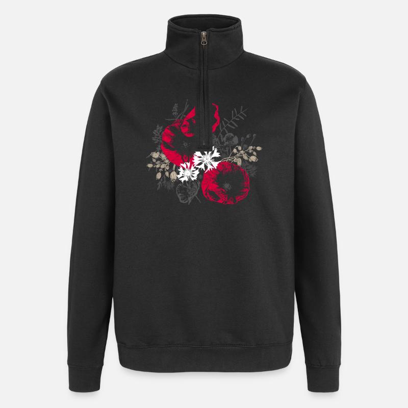 Mohnblumen Kornblumen Wildblumen - Quarter-Zip-Sweatshirt - Schwarz