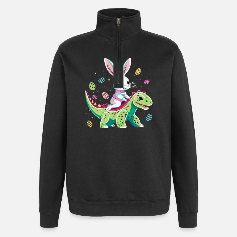 Lapin de Pâques Rides Dinosaure - Sweat à zip 1/4 - noir